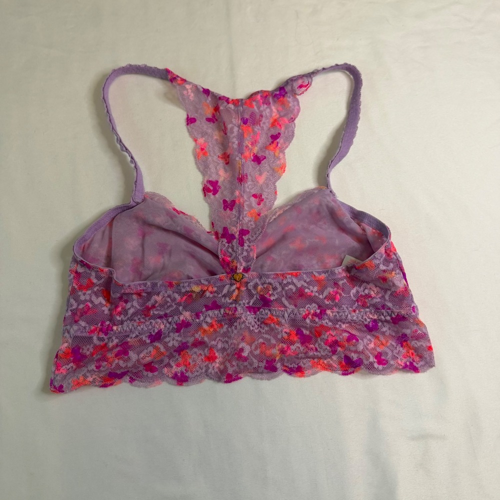 Victorias Secret PINK Purple Butterfly Lace Racerback Bralette Medium - Picture 3 of 6